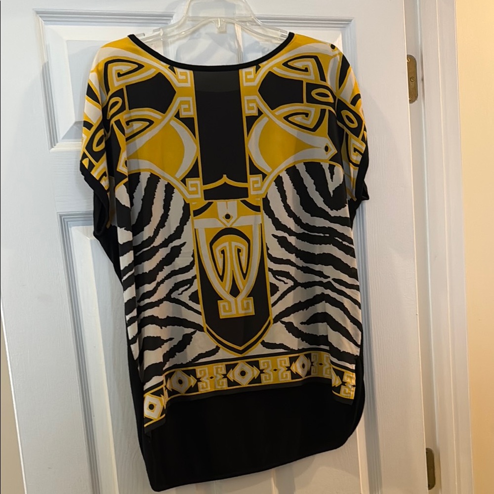 August Silk Black and Yellow/Gold Graphic Tunic